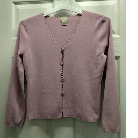 Vintage Sigrid Olsen Sport Size Medium Light Purple Button Front Cardigan - Picture 1 of 8